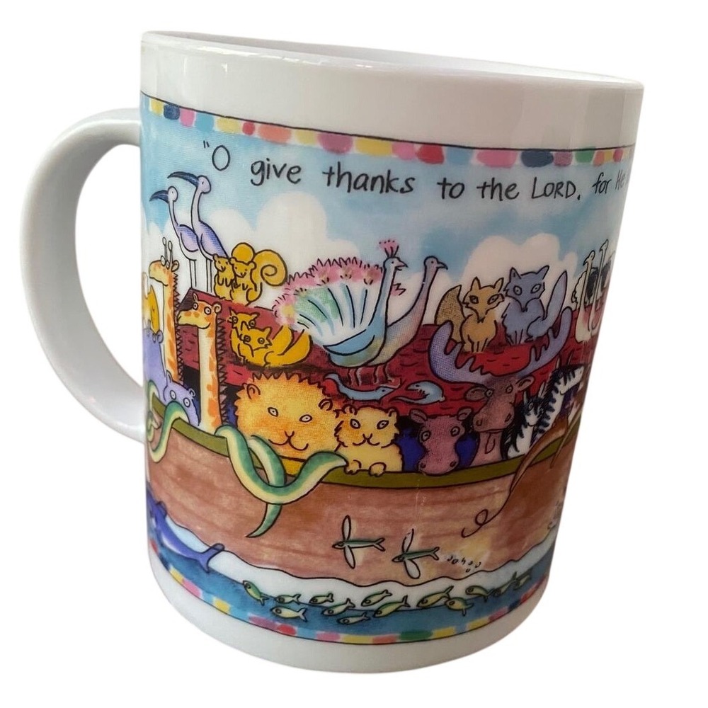 Noah's Ark Christian Gift Coffee Mug Vintage 1 Chronicles 16:34 Excellent